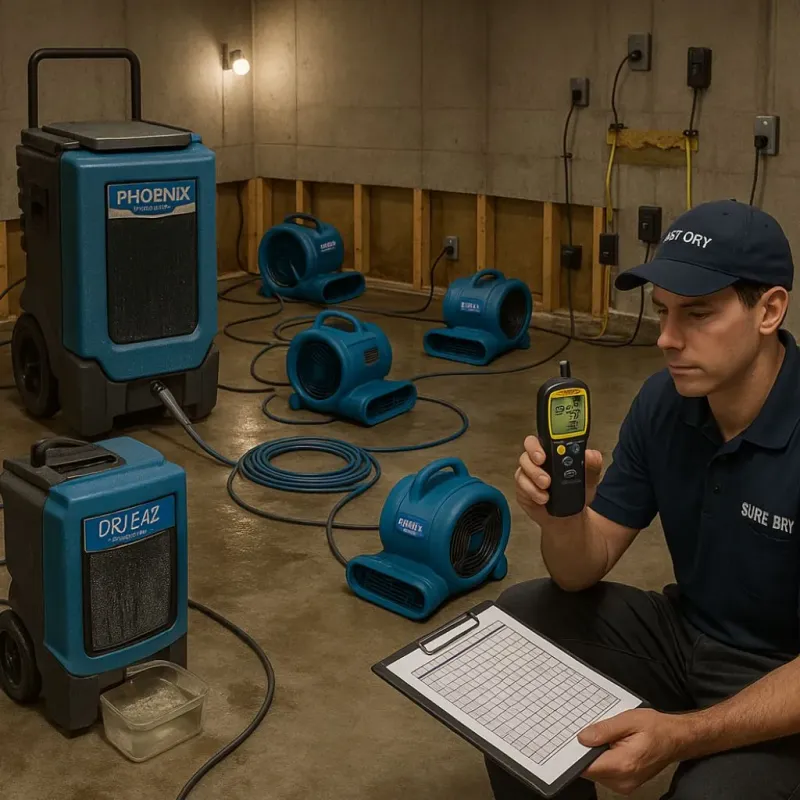Structural Drying and Dehumidification process in Laurel Hill, NC